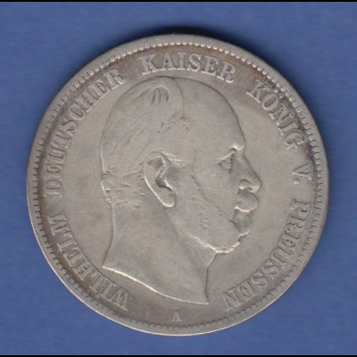 Deutsches Kaiserreich Preußen König Wilhelm I. Silbermünze 5 Mark 1874 A ss