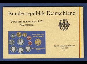 Bundesrepublik DM-Kursmünzensatz 1997 D Polierte Platte PP