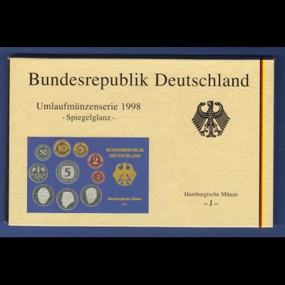 Bundesrepublik DM-Kursmünzensatz 1998 J Polierte Platte PP