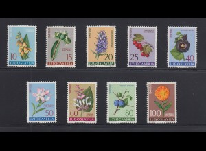 Jugoslawien 1961 Blumen und Pflanzen Mi.-Nr. 943-951 Satz kpl. postfrisch **