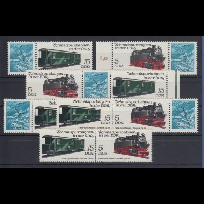 DDR 1981 Schmalspurbahnen Mi.-Nr. 2629-32 kpl. Garnitur 12 Zusammendrucke ** 