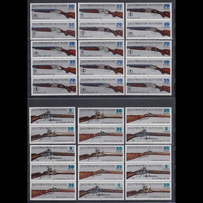DDR 1978 Jagdwaffen aus Suhl Mi.-Nr. 2376-81 kpl. Garnitur 12 Zusammendrucke **