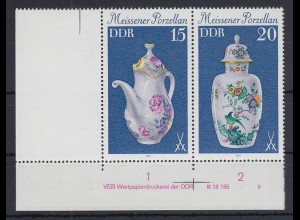 DDR 1979 Meissener Porzellan Zusammendruck W Zd 427 DV mit Druckvermerk **