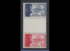 Frankreich 1942 Légion Tricolore Mi.-Nr. 576-77 Satz 2 Werte Zwischenstegpaar **