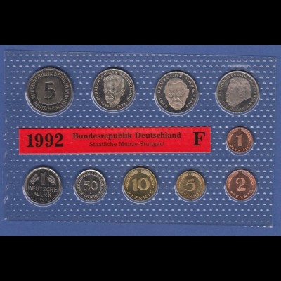 Bundesrepublik DM-Kursmünzensatz 1992 F stempelglanz