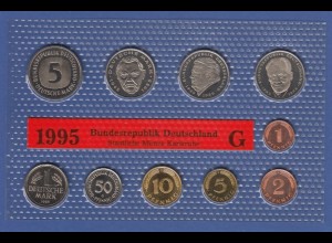 Bundesrepublik DM-Kursmünzensatz 1995 G stempelglanz