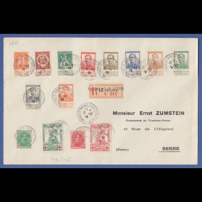 Belgien, 1914 großformatiger Sammler-R-Brief gelaufen an den Zumstein-Verlag 