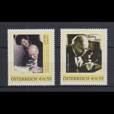 Österreich Briefmarken auf Privatbestellung Robert Stolz Philatelist 2 Werte **