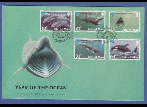 Isle of Man Ersttagsbrief / FDC 1998 Mi.-Nr. 758-62 Jahr des Ozeans: Meeresfauna