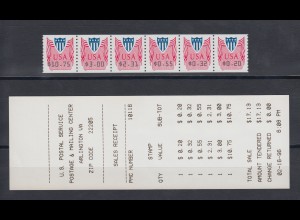 USA PMC Unisys ATM mit Jahreszahl 1996, Satz 6 Werte 0,20-10,75 $ ** mit AQ