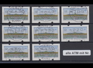 Deutschland ATM Mi.-Nr. 2.2.3 Tastensatz TS1 8 Werte 10-440 mit Nr. O SAUERLACH 