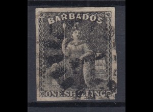 Barbados 1858 sitzende Britannia Mi.-Nr. 5 sauber gebraucht