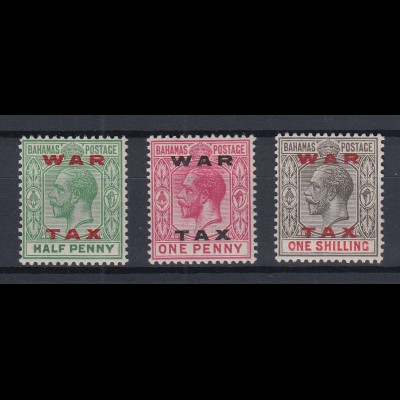 Bahamas 1919 Kriegssteuer WAR TAX 3 Werte aus Mi.-Nr. 64-67 ungebraucht *