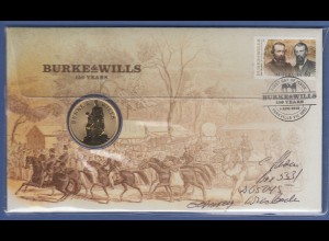 Australien 2010 Numisbrief mit 1$-Münze BURKE & WILLS , echt gelaufen !
