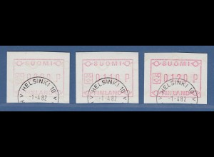 Finnland 1982 FRAMA-ATM Posthörner Mi.-Nr. 1.1 S1 Satz 90-110-120 ET-O HELSINKI