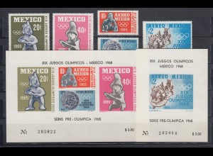 Mexiko Olympische Spiele 1968, 1.Ausgabe 1965 Mi.-Nr. 1192-95 + Blocks 3-4 **