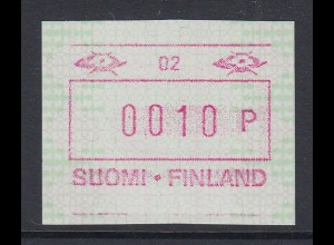 Finnland FRAMA-ATM Mi.-Nr. 23.1 Aut.-# 02 Wert 010 ohne Unterlinie **