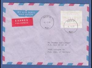 Finnland 1988 FRAMA-ATM Mi.-Nr. 3.1 SCHMALE ZIFFERN (Oulu) Wert 1440 Expr.-FDC 