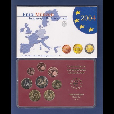 Bundesrepublik EURO-Kursmünzensatz 2004 G Spiegelglanz-Ausführung PP