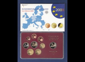 Bundesrepublik EURO-Kursmünzensatz 2008 A Spiegelglanz-Ausführung PP