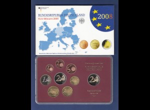 Bundesrepublik EURO-Kursmünzensatz 2008 G Spiegelglanz-Ausführung PP