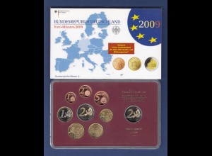 Bundesrepublik EURO-Kursmünzensatz 2009 J Spiegelglanz-Ausführung PP