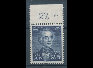 Bundesrepublik 1953 Justus von Liebig, Mi.-Nr. 166 Oberrandstück **
