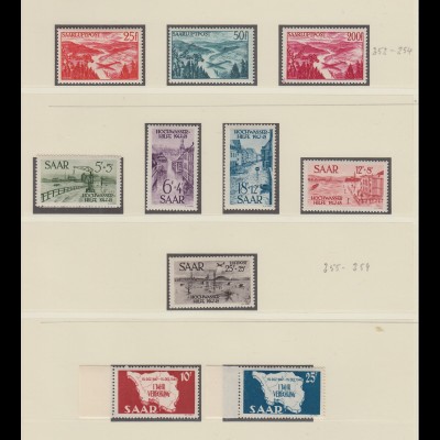 Saarland 1947-1959 Qualitäts-Sammlung fast komplett ** M€ ca. 1500,- ! 