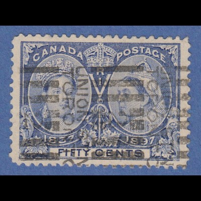 Kanada 1897 Thronjubiläum Victoria, 50Cent-Wert blau, Mi.-Nr. 48 gebraucht