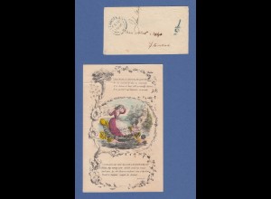 Großbritannien 1856 hübscher Valentins-Prägebrief mit Inhalt, O 1/2, STANSTEAD 