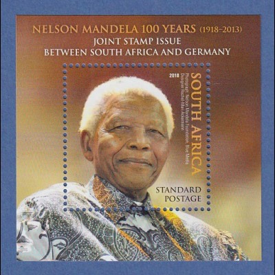 Südafrika 2018 Block Nelson Mandela Gemeinschaftsausgabe mit Deutschland ** 