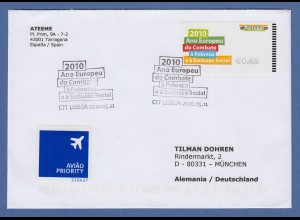 Portugal ATM 2010 Mi.-Nr 70.3 Z1 Wert 0,68 gelaufen auf Brief nach München 