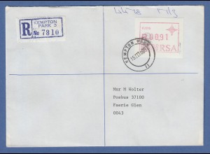 RSA Südafrika FRAMA-ATM aus OA P.015 Kempton Park Wert 00,91 auf R-FDC 