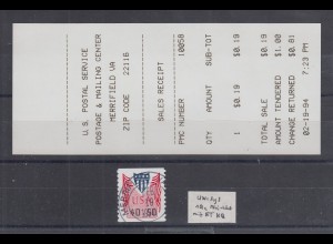 USA PMC Unisys ATM, Wert 0,50 $ mit ET-O Merrifield 19.FEB.1994 und ET-AQ