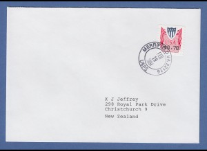 USA PMC Unisys ATM Wert 0,70 $ auf FDC MERRIFIELD VA 19. FEB.1994 -> Neuseeland