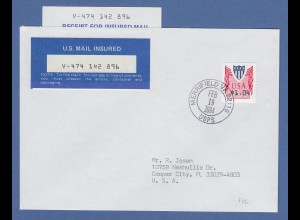 USA PMC Unisys ATM Wert 1,04 $ auf Insured-FDC MERRIFIELD VA 19. FEB.1994