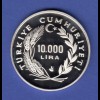 Türkei 10000 Lira - Fußball Weltmeisterschaft 1986 in Mexico "Kaktus" Ag 925