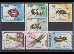 Kambodscha / Cambodge 1988 Mi.-Nr. 969-75 Käfer, Insekten kpl. Satz 7 Werte ** 