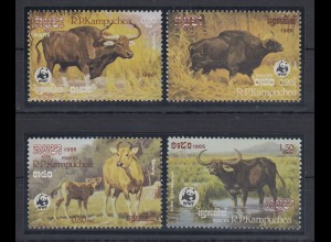 Kambodscha / Cambodge 1986 Mi.-Nr. 823-26 WWF Büffel kpl. Satz 4 Werte ** 