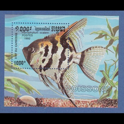 Kambodscha / Cambodge 1992 Mi.-Nr. Block 188 Fisch Segelflosser ** 