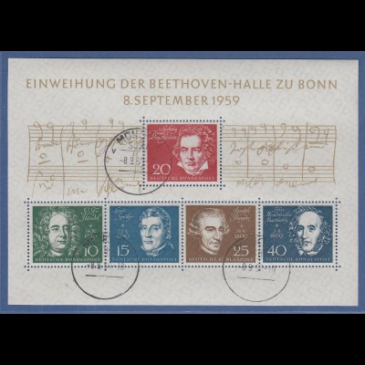Bundesrepublik 1959 Beethovenblock mit ET-Tages-O München SCHA Top-Qualität ! 