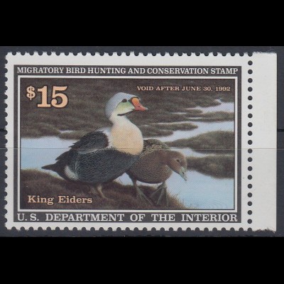 USA 1992 Gebührenmarke migratory bird hunting and conversation stamp 15$ ** 