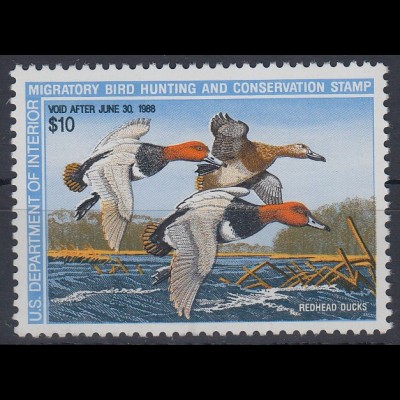 USA 1988 Gebührenmarke "migratory bird hunting and conversation stamp" 10$ ** 