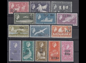 Falkland-Inseln Südgeorgien 1971 Freimarken Dez. Währung Mi.-Nr. 25-38 Satz **