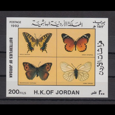 Jordanien 1992 Schmetterlinge Blockausgabe Mi.-Nr. Block 67 ** 