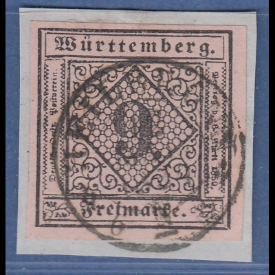 Württemberg 9 Kreuzer rosa Mi.-Nr. 4 sauber gestempelt 