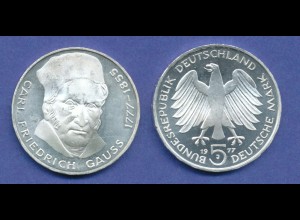 Bundesrepublik 5DM Silber-Gedenkmünze 1977, Carl Friedrich Gauß