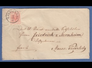 Österreich 3 Kr. rot (MiNr. 3Y) mit O NAGY-ENYED auf Brief aus Siebenbürgen
