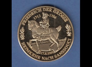 Medaille Friedrich der Große 200.Jahrestag der Heimkehr nach Sanssouci , 1991