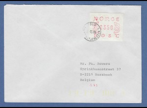 Norwegen 1980 FRAMA-ATM Mi.-Nr. 2.1b Wert 350 auf LDC OSLO 15.10.86 -> Belgien